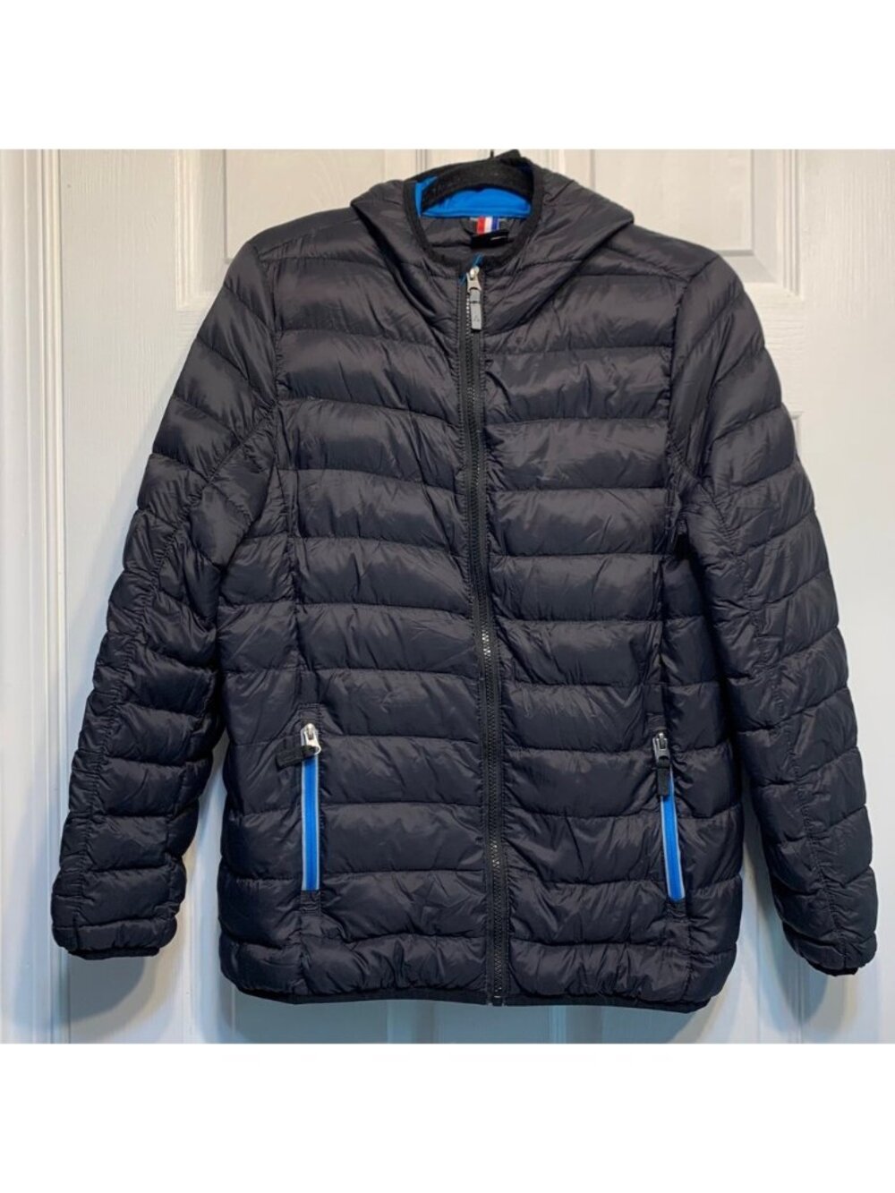 Gerry Puffer Jacket Youth L 14/16 Down Filled Hooded Black Gorpcore Outdoors